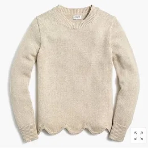 J. Crew Scalloped Hem Crew Neck Knit Sweater - Light Beige​​​​​ - Picture 6 of 10